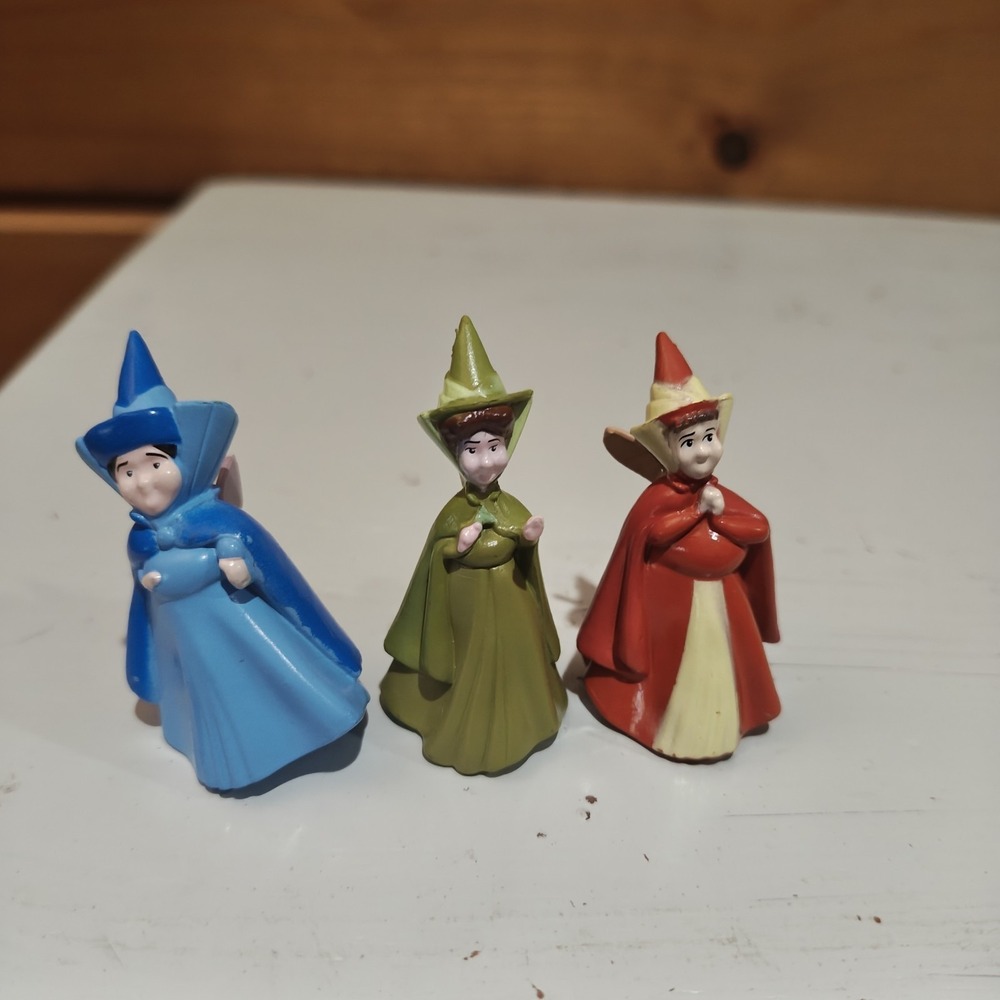 Very‎ Rare HTF 1.5" Fairy Godmothers PVC Official Disney Cake Topper Bundle